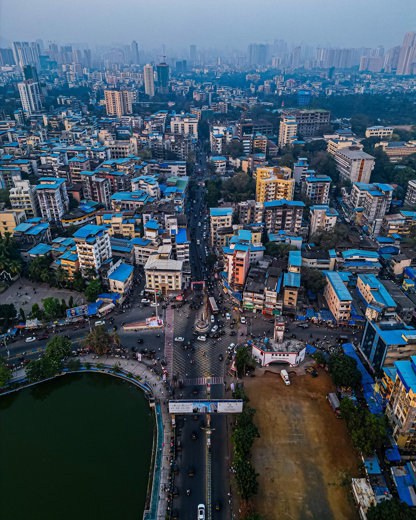Aerial view of Ghodbunder Road, Thane — the location of the BlackShield studio